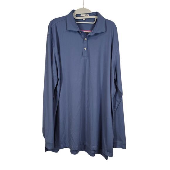 Men's Peter Millar Blue Long Sleeve Polo Shirt Top | Size XL - Picture 1 of 11